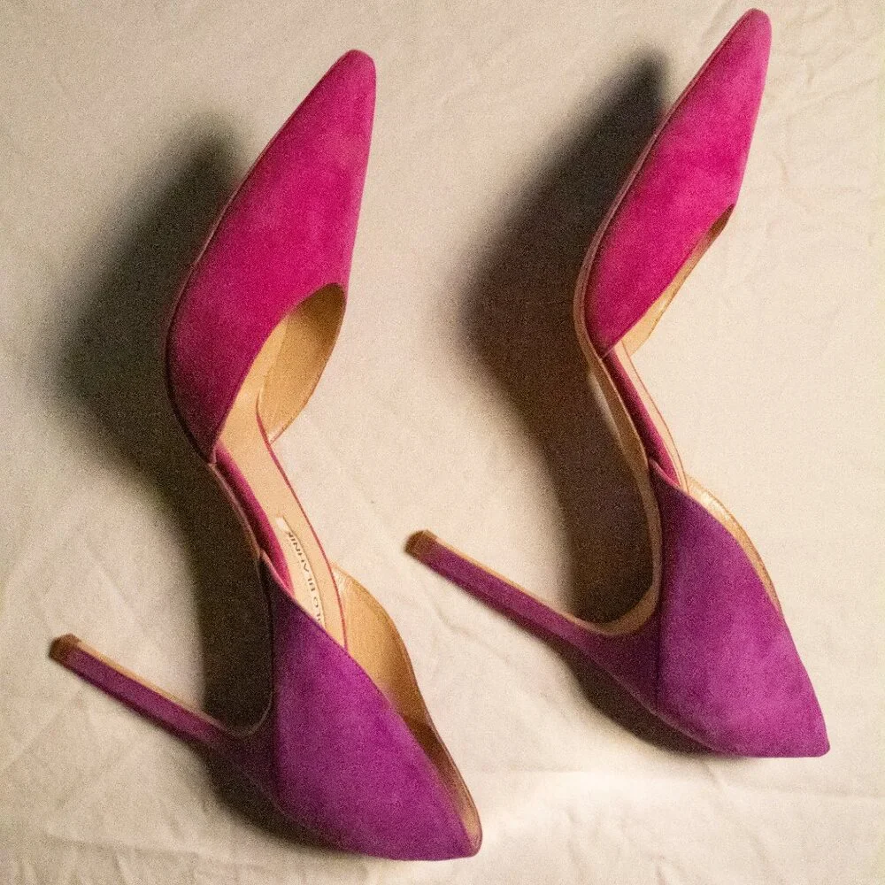 Manolo Blahnik's "Tayler" pump in two-tone purple and fuchsia RARE size 42 - Picture 3 of 11